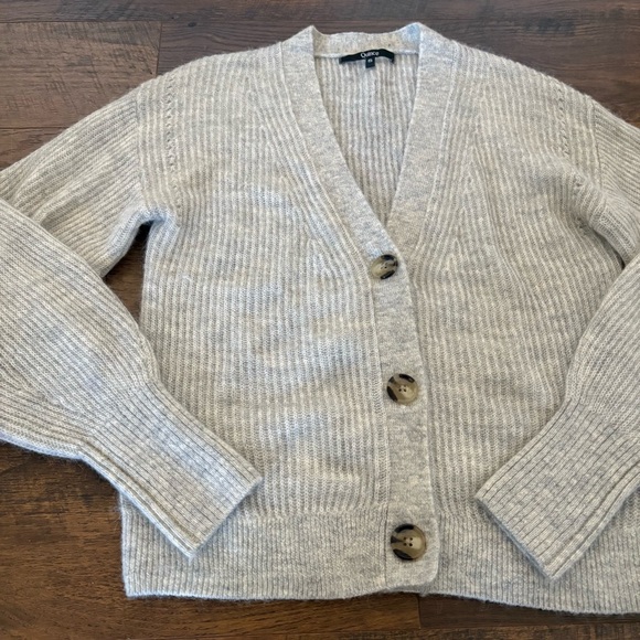 Quince Baby Alpaca -Wool Cropped Cardigan Light Grey Sz S - Picture 5 of 8